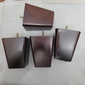 5" Dark Cherry Finish Tapered Solid Wood Legs Sofa Cabinet Table Set of 4 Legs